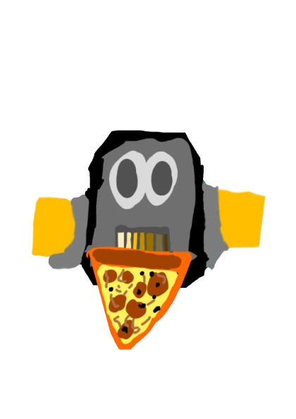 Robot holding a pizza in it's mouth